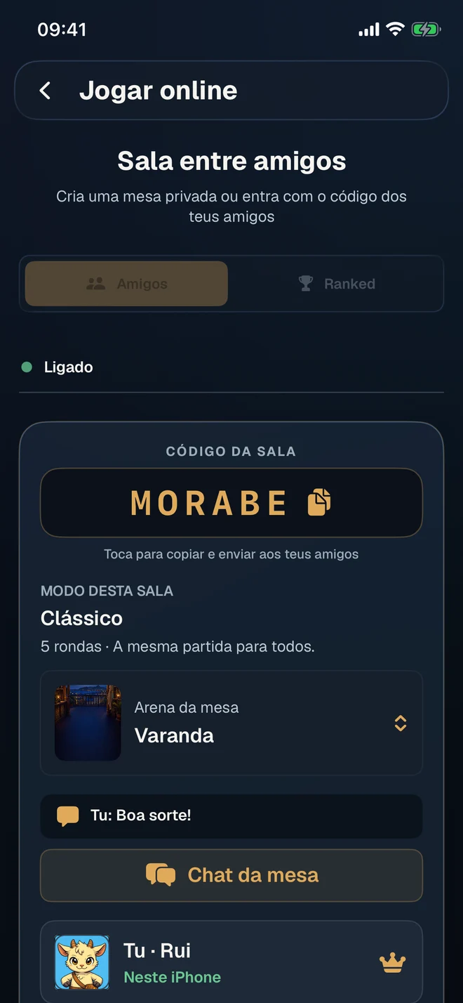 Sala para jogar com amigos
